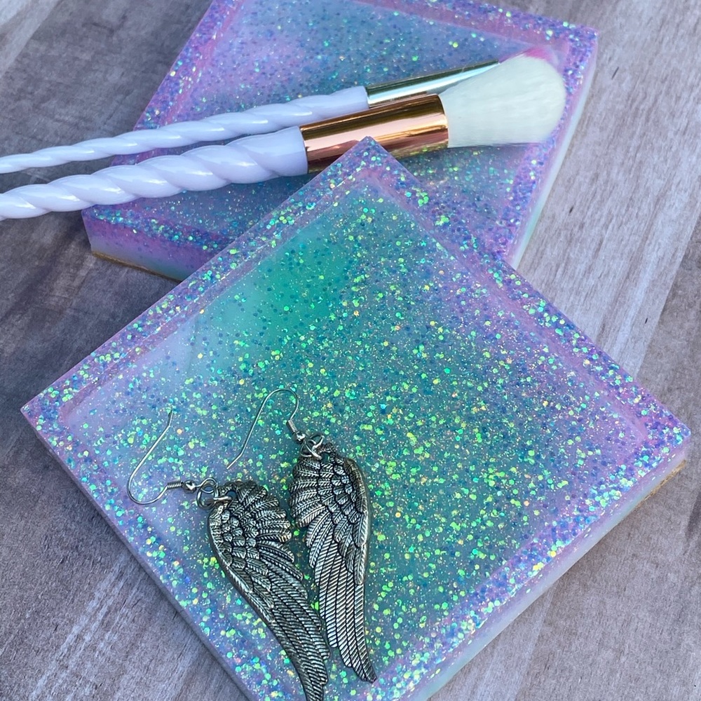 Unicorn 🦄 Resin Glitter Coaster 2 PK